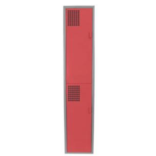 RedShield Duo: Locker Metálico Rojo de 2 Puertas con Jaladera y Ventilación